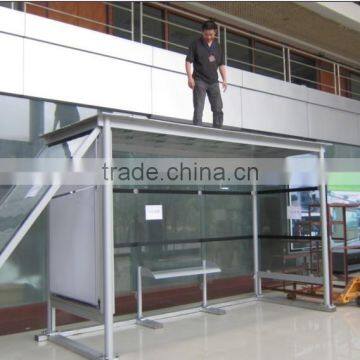 Modern Style Stainless Steel Bus Stop Shelter in Good Quality with Scrolling Light Box for Construction
