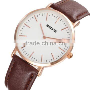 SKONE 9451 Vogue Rose Gold Men Watch Manufacturer Leather Watch Men 2016
