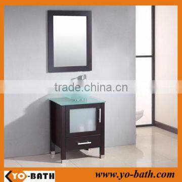 20" cheap bathroom vanity cabinet with glass countertop and basin