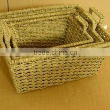 natural hand-woven wicker laundry hamper