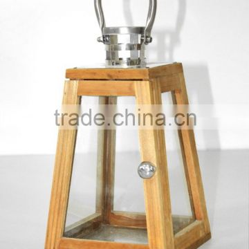 Trapezoidal hanging ourdoor wooden lantern