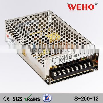 WEHO China manufacturer power supply 200w 12v 16.7a ac to dc 110/220V