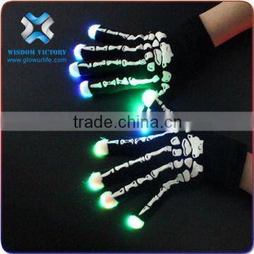 2016 Glowing LED party gloves with hunman skeleton,led gloves