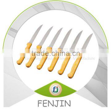 6-pcs ABS Handle Wooden Coated Stainless Steel Steak Knife Set