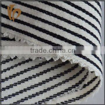 2015 100% linen thick black white stripe fabric for black and white striped skirt