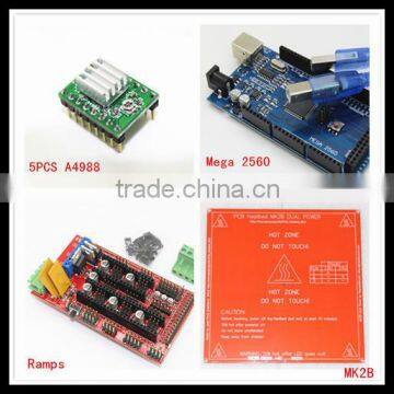 Popular 1pcs Mega 2560 R3 + 1pcs RAMPS 1.4 Controller+ 5pcs A4988 Stepper Driver Module+1pcs PCB Heatbed MK2B 3D Printer kit