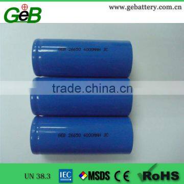 Hot sale 26650 4000mah round li-ion battery 26*65mm 3.7v 4Ah