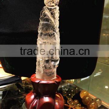 natural rock hand carved clear quartz crystal Quan Yin