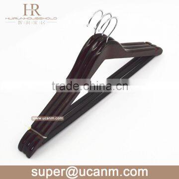 HRW-3013M cheep wood suit hanger with plastic tube wood bar