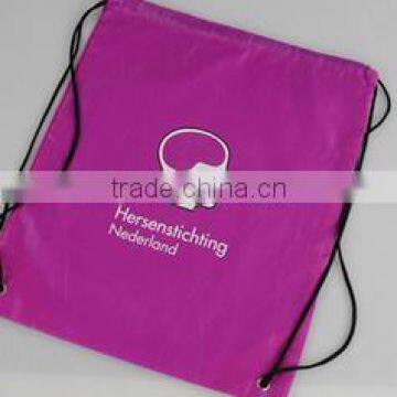 100% QC custom make 210D silk screen printing waterproof nylon drawstring bag