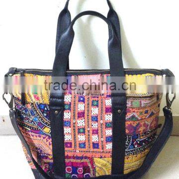 Genuine Leather Handmade vintage banjara leather bag weekend bag