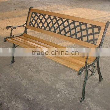 HB1008 Double Cast Iron Park Bench with wood slats