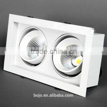 2*20w recessed led square grille downlight adjustable 40w cob led downlight