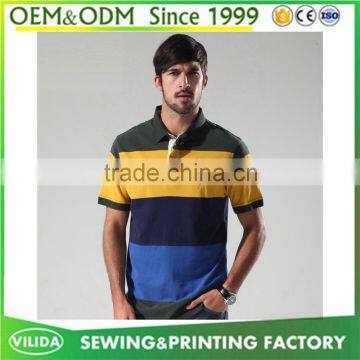 Wholesale factory price 100% cotton embroidered logo men stripe polo t shirt