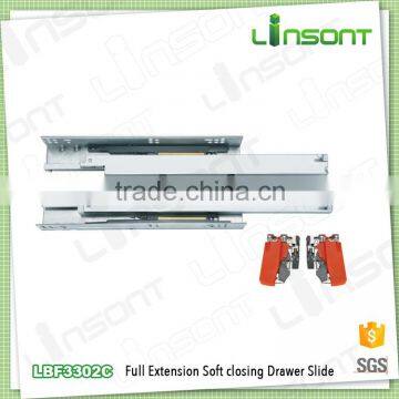 high quality full extension undermout soft closing telescopic channel drawer slide