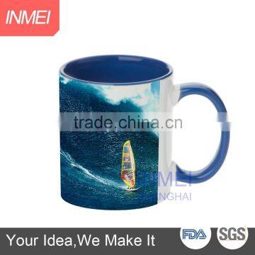light blue color inside and handle mugs for sublimation printing