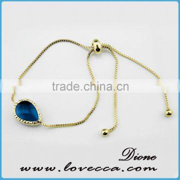 Cheap Wholesale 18K Gold Plated Brass Jewelry Fashion Adjustable Beads Womens Glass Stone