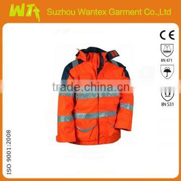 Hi vis reflective safety waterproof work 4 in 1 workwear jacket