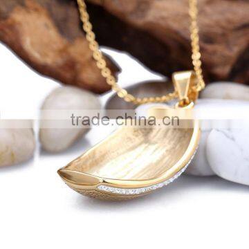 Stainless Steel Unique Crystal Design Gold Plated Pendant photo-5