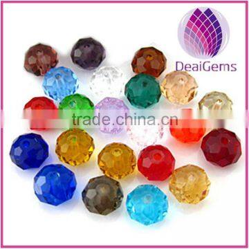 bead,glass,light blue,10x8mm hand-faceted rondelle