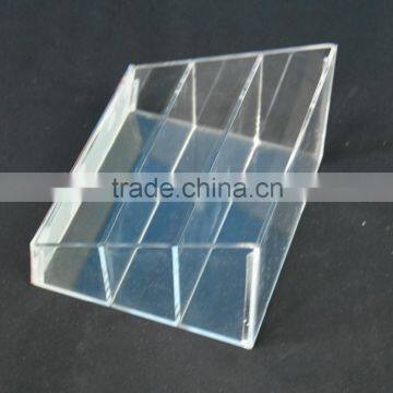 Wholesale beautiful custom acrylic makeup/ facial mask display holder with three lattices made in Guangzhou