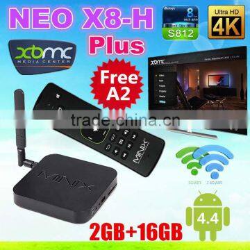 2016 latest price !MINIX NEO X8-H Plus Android S812 Quad Core 2.0GHz 2G/16G 2.4/5GHz WiFi H.265 4K XBMC IPTV Smart TV box