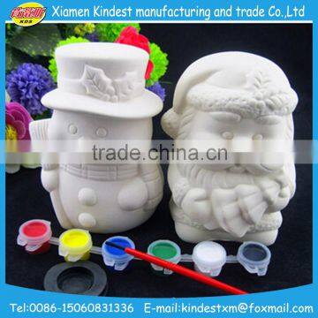 DIY Gifts Unpaintd White Ceramic Bisque Santa With Pigment and Brush