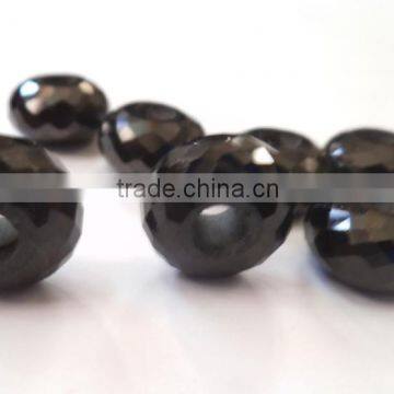 AAA Quality Black Onyx Fancy Stylist Roundel Big Hole Beads
