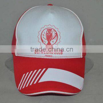 Guangzhou hat factory professional custom 5 panel 100% cotton white/red promotional baseball cap