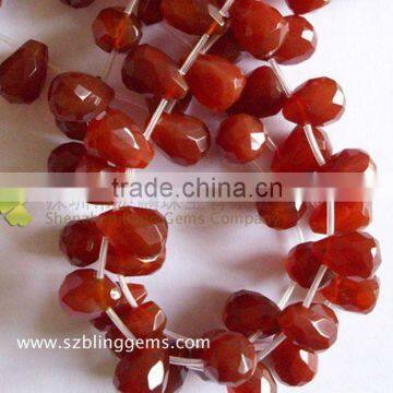 New arrival semi precious loose beads carnelian faceted teardrop beads