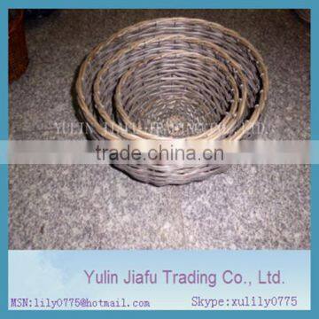 CARTON Fair hot sale handmade GREY white wicker round basket