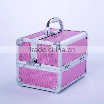 Soozier Professional Mirrored Makeup Artist Cosmetic Travel Mini Case with Pull-Out Trays - Pink