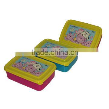 Cartoon kids plastic lunch box with cutlery