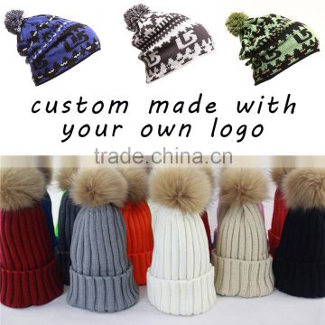 fashion design high quality custom free pom pom beanie hats wholesale