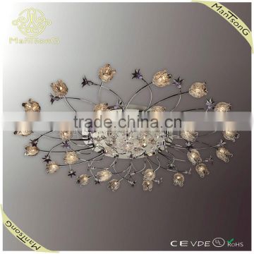 2015 hot sale classic glass flower G4 led ceiling light with crystal