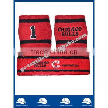 Factory OEM cotton terry basketball sweatband set headband and wristband