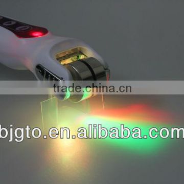 free sample bio derma roller,for wrinkle removal scar removal, LED light with Vibration metal beauty roller