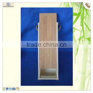 String Handle Single Bamboo Wooden Fruit Wine Gift Box photo-3