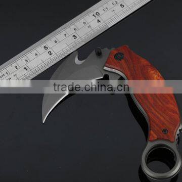 High Quality Outdoor Survival Wooden Handle Hunting Hook Knife