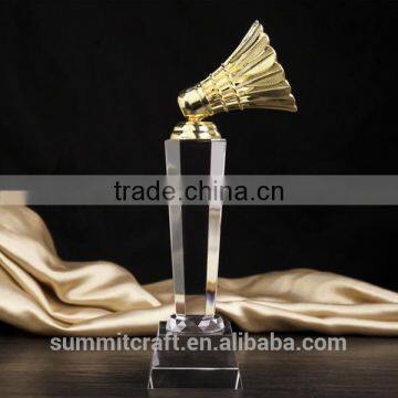 Clear crystal sport trophy badminton trophy