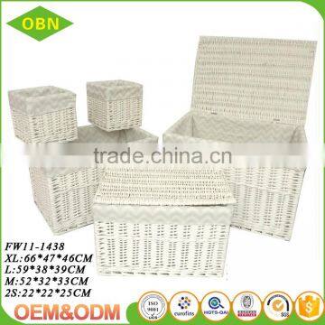 2017 Set 5 Fashion White Wicker Laundry Basket With Lid photo-2