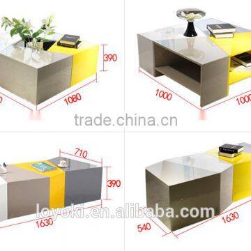 New Design Set of 4 Coffee Table Mdf Wood Sofa Side Table With Glossy Finished 4 Colors Free Combination Side Table photo-6
