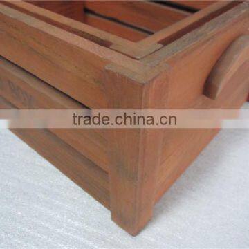 Customization Paulownia Wood Crate With Wheels and Handle photo-2