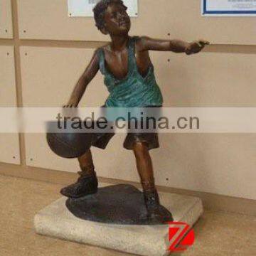 bronze basketball boy garden statues