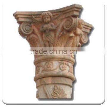 Roman Stone Carving Figure Pillar Red Marble Column Capital photo-2