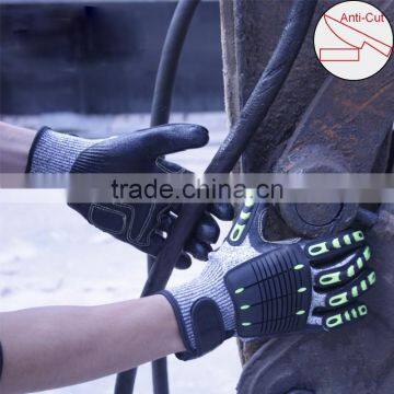 NMSAFETY 13G anti impact anti-cut tpr black sandy nitrile mechanic gloves