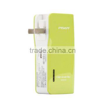 Power Bank 5000mAh with Folding Plug, green