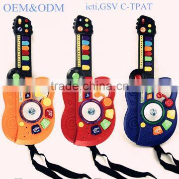 2015 new hot musical instrumental guitar toy cheap electronic guitar from icti manufacturer dongguan toys