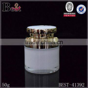 50 ml white round plastic jar with gold lid