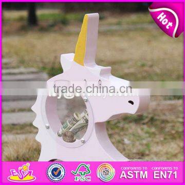 New Design Lovely Wooden Unicorn Piggy Bank for Kids W02A257